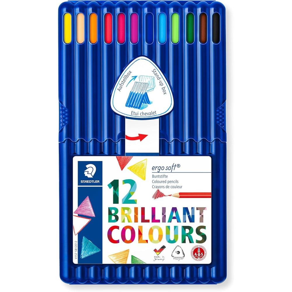 Staedtler Ergosoft Colored Pencils, Set of 12 Colors in Stand-up Easel Case (157SB12)(Blue)